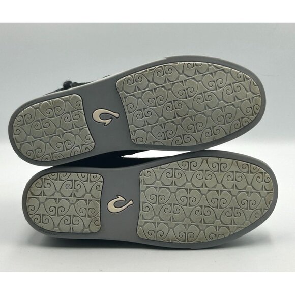 OluKai Women's Black Leather Fur-Lined Pehuea Hulu Ankle Boots Size 8 3140 - Picture 5 of 16